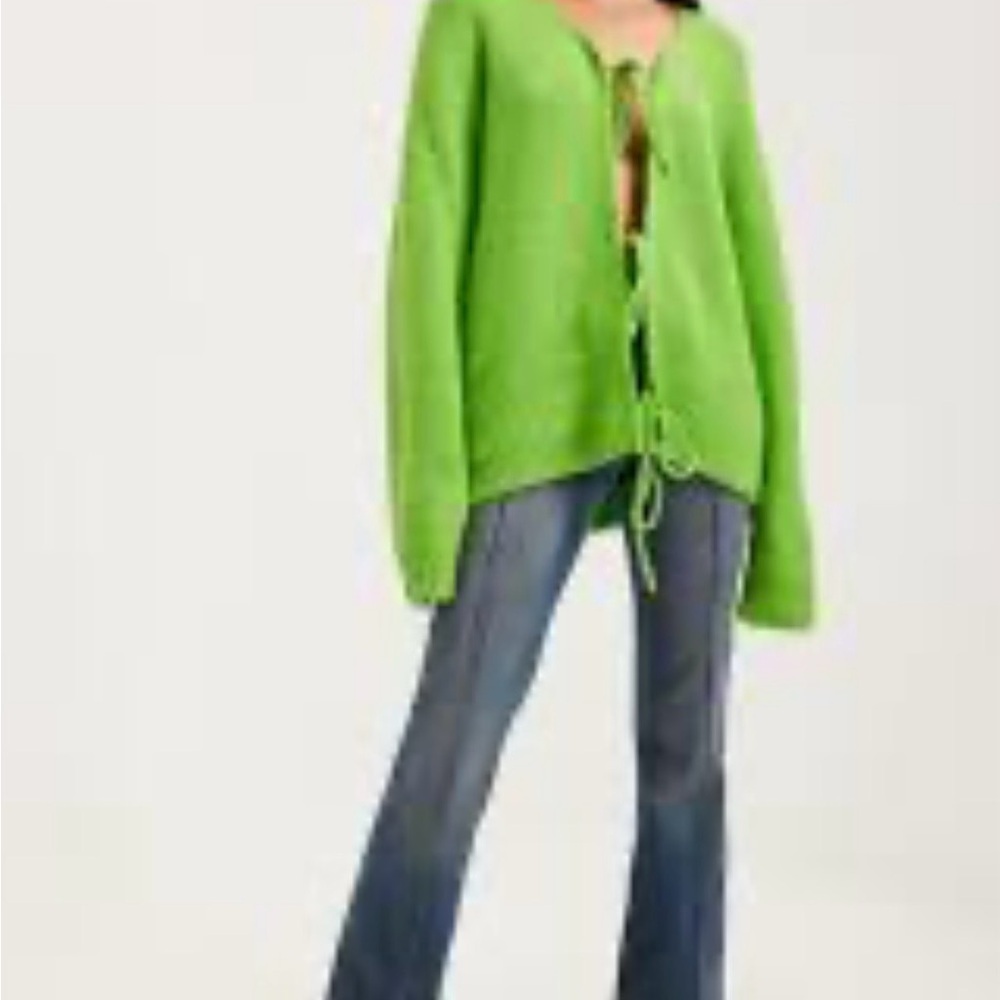 ReSUMe Vibrant Green Cardigan Sweater – Size Small | Statement Knit